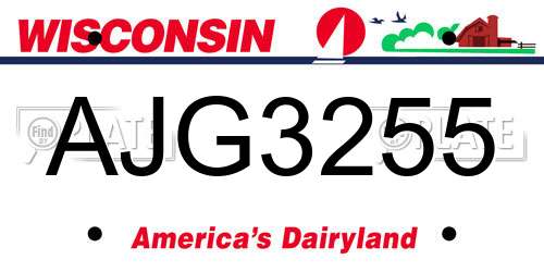 AJG3255 Wisconsin License Plate