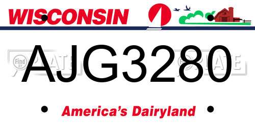 AJG3280 Wisconsin License Plate