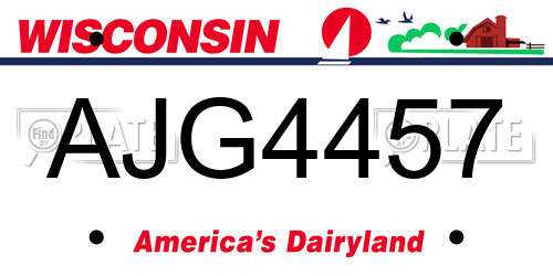 AJG4457 Wisconsin License Plate