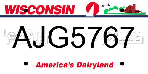 AJG5767 Wisconsin License Plate
