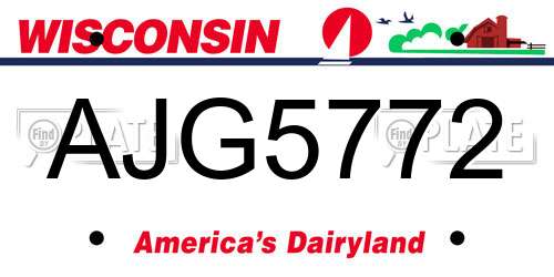 AJG5772 Wisconsin License Plate