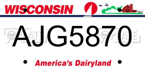 AJG5870 Wisconsin License Plate