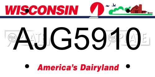 AJG5910 Wisconsin License Plate