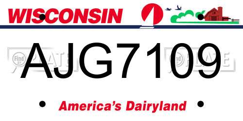 AJG7109 Wisconsin License Plate