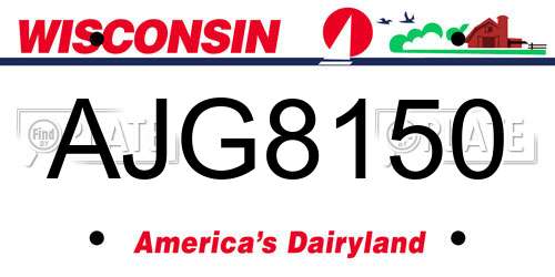 AJG8150 Wisconsin License Plate