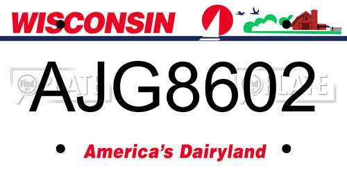 AJG8602 Wisconsin License Plate