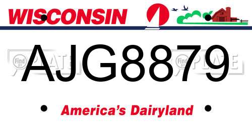 AJG8879 Wisconsin License Plate