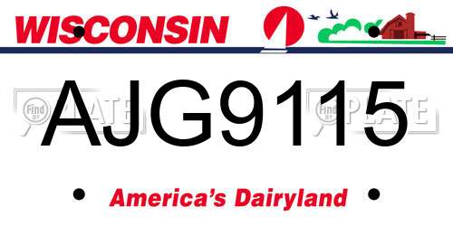 AJG9115 Wisconsin License Plate