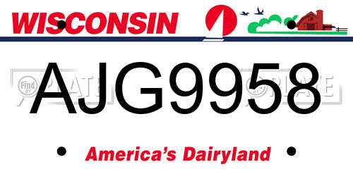 AJG9958 Wisconsin License Plate