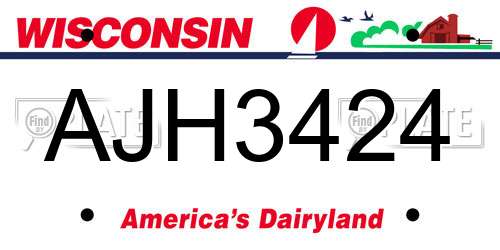 AJH3424 Wisconsin License Plate