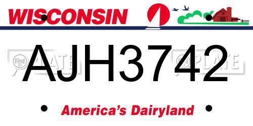 AJH3742 Wisconsin License Plate