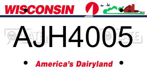AJH4005 Wisconsin License Plate