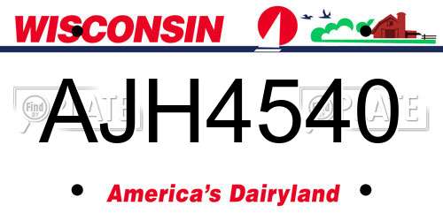 AJH4540 Wisconsin License Plate