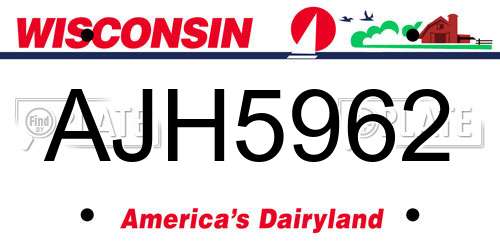 AJH5962 Wisconsin License Plate