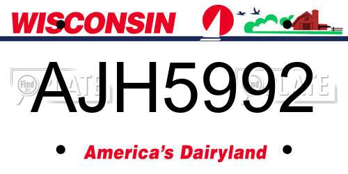 AJH5992 Wisconsin License Plate