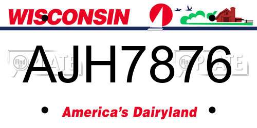 AJH7876 Wisconsin License Plate