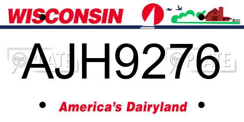 AJH9276 Wisconsin License Plate