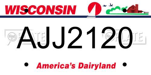 AJJ2120 Wisconsin License Plate