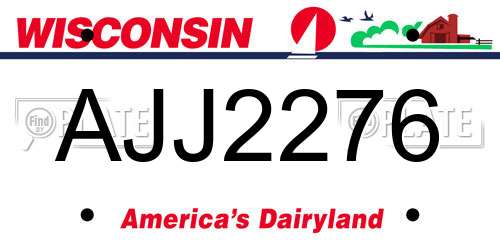 AJJ2276 Wisconsin License Plate
