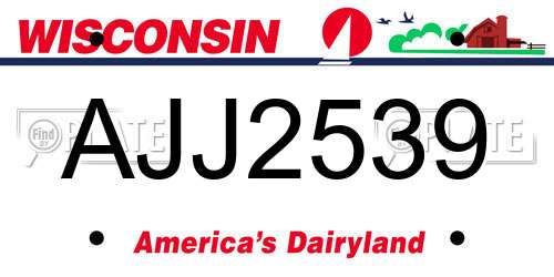 AJJ2539 Wisconsin License Plate