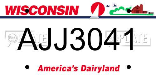 AJJ3041 Wisconsin License Plate