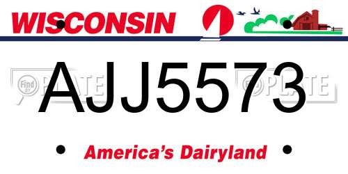 AJJ5573 Wisconsin License Plate