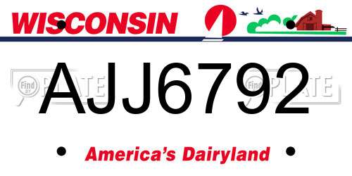 AJJ6792 Wisconsin License Plate
