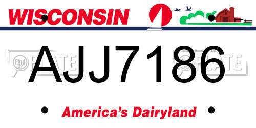 AJJ7186 Wisconsin License Plate