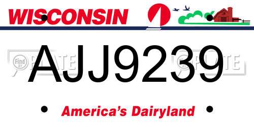 AJJ9239 Wisconsin License Plate
