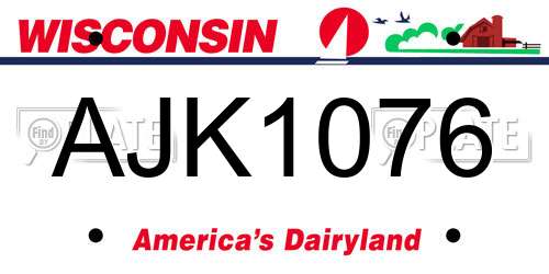 AJK1076 Wisconsin License Plate