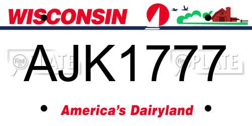 AJK1777 Wisconsin License Plate