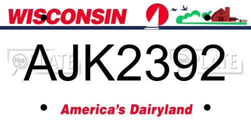 AJK2392 Wisconsin License Plate