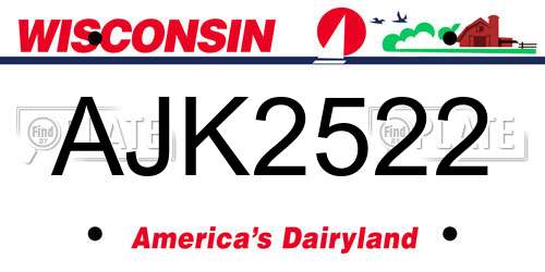 AJK2522 Wisconsin License Plate