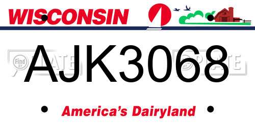 AJK3068 Wisconsin License Plate