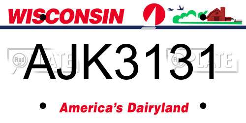 AJK3131 Wisconsin License Plate