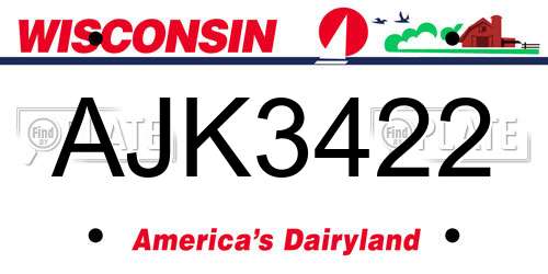 AJK3422 Wisconsin License Plate