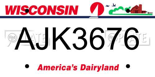 AJK3676 Wisconsin License Plate