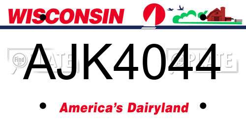 AJK4044 Wisconsin License Plate