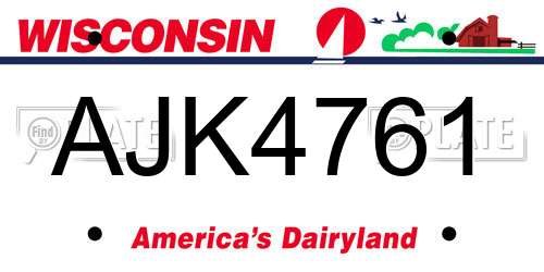 AJK4761 Wisconsin License Plate