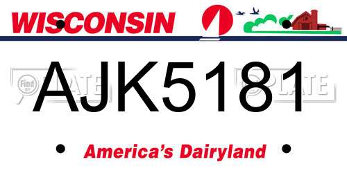 AJK5181 Wisconsin License Plate