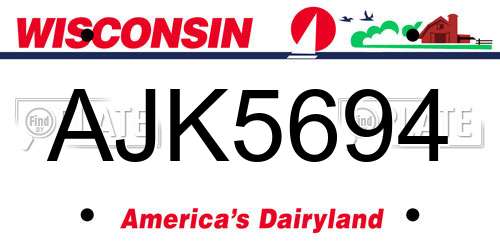 AJK5694 Wisconsin License Plate