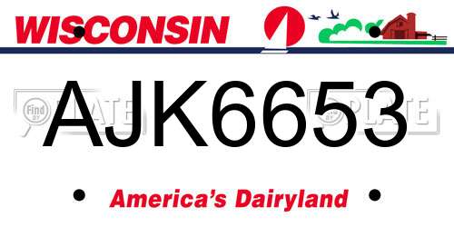 AJK6653 Wisconsin License Plate