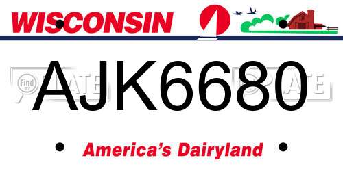 AJK6680 Wisconsin License Plate