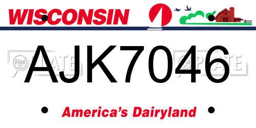 AJK7046 Wisconsin License Plate