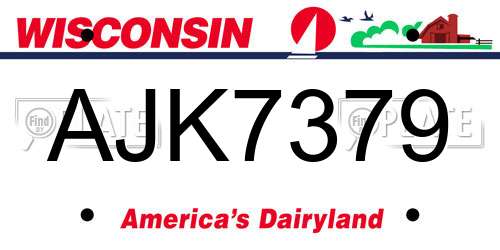 AJK7379 Wisconsin License Plate