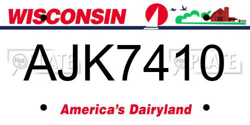 AJK7410 Wisconsin License Plate