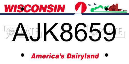 AJK8659 Wisconsin License Plate