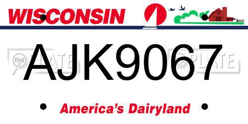 AJK9067 Wisconsin License Plate