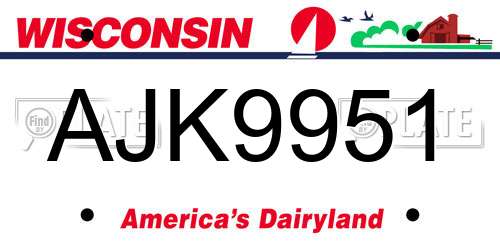 AJK9951 Wisconsin License Plate