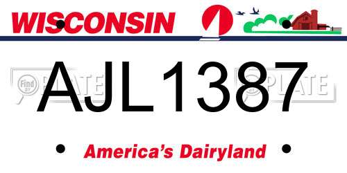 AJL1387 Wisconsin License Plate